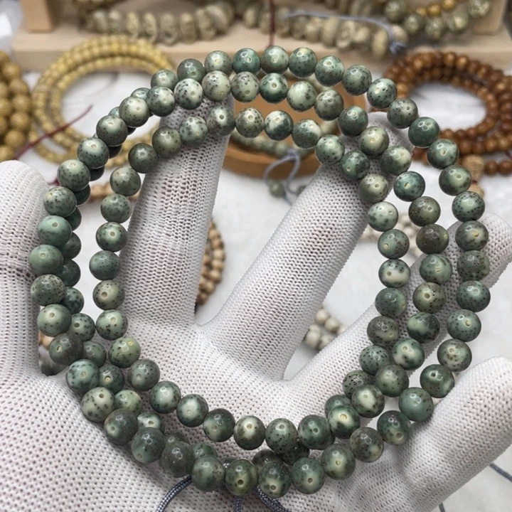 星月菩提吊坠石玉满绿8圆