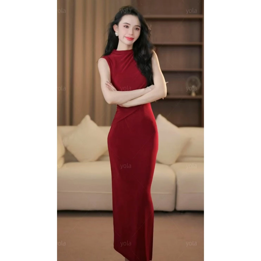【yola】晚霞剪影夏季新款高级法式气质显瘦直筒连衣裙-YL11318