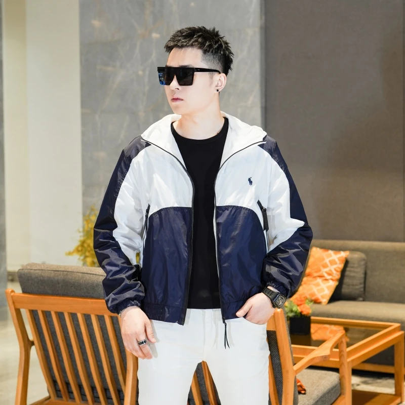 CATIA SELI印花拼接连帽休闲夹克男士秋季新款轻奢韩版百搭外套