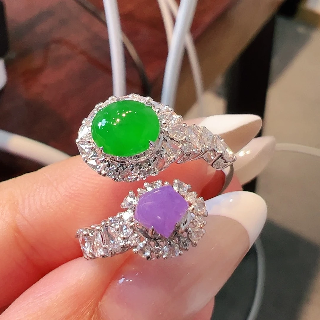 翡翠18K金镶嵌戒指翡翠