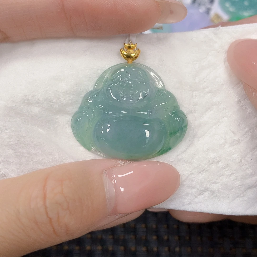 翡翠18K金镶嵌颈饰天然翡翠a货 百元以上9米证书费自理