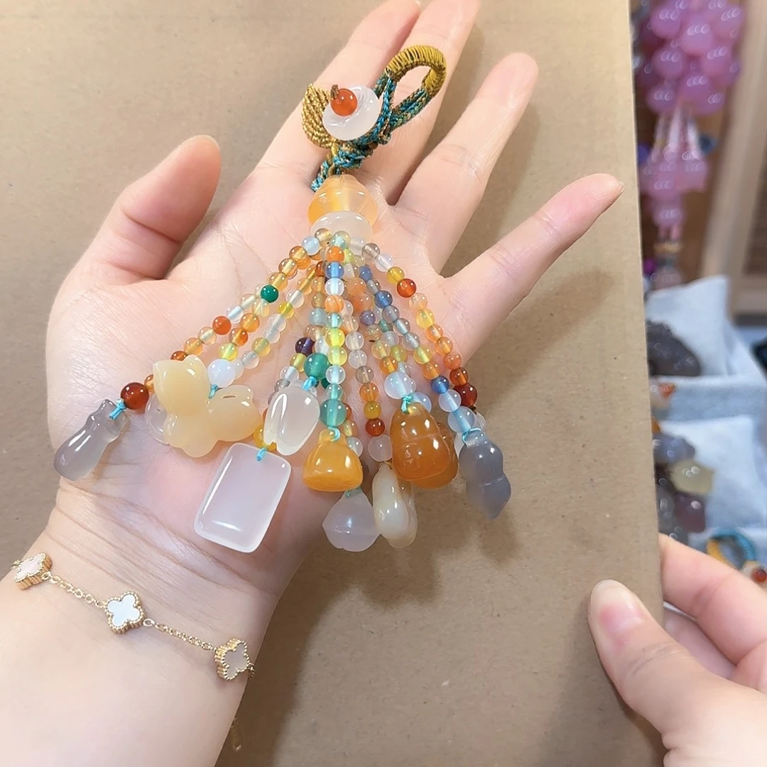 玛瑙/玉髓未镶嵌钥匙挂件?****?