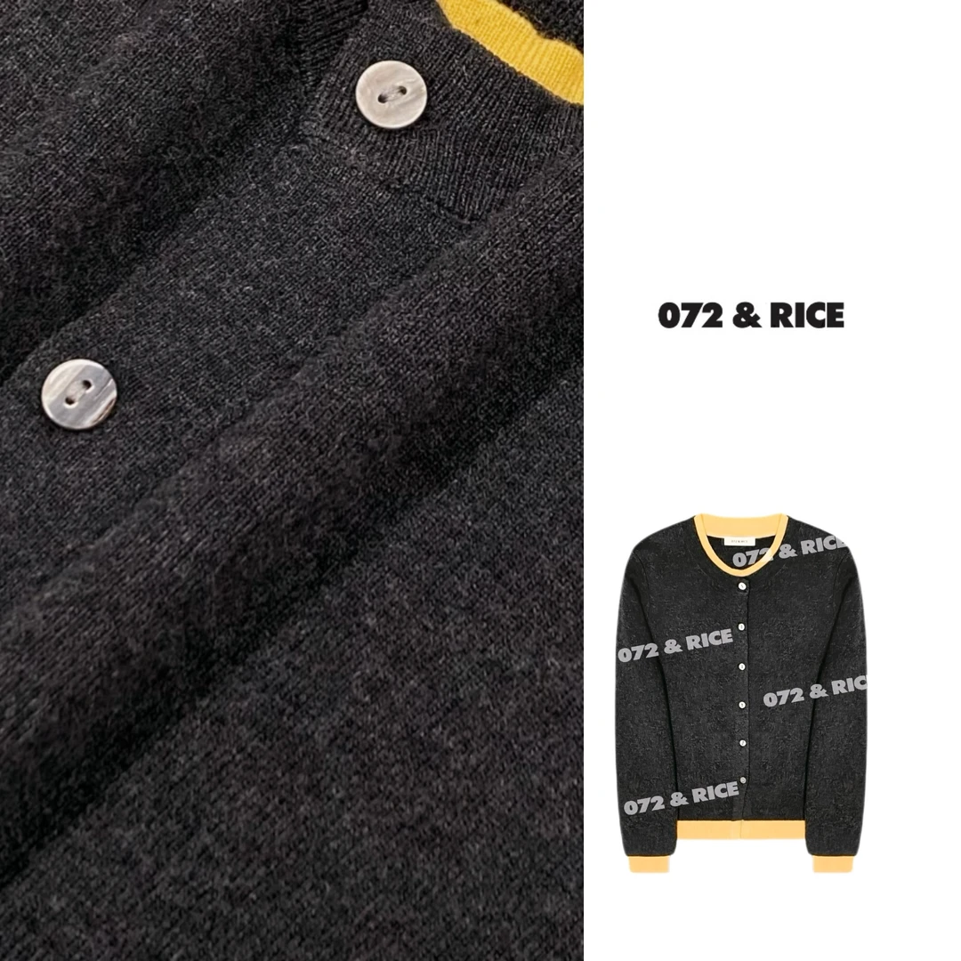 072 & RICE【女作家】春季休闲圆领单排扣长袖针织开衫 31LE082