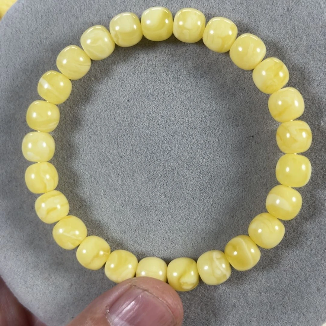 未镶嵌蜜蜡手串纯天然俄料8.5*8极限弧高桩奶白
