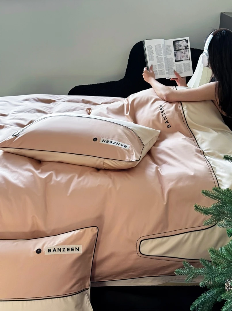 【凡哥】撞色刺绣轻奢新疆长绒棉四件套 希尔