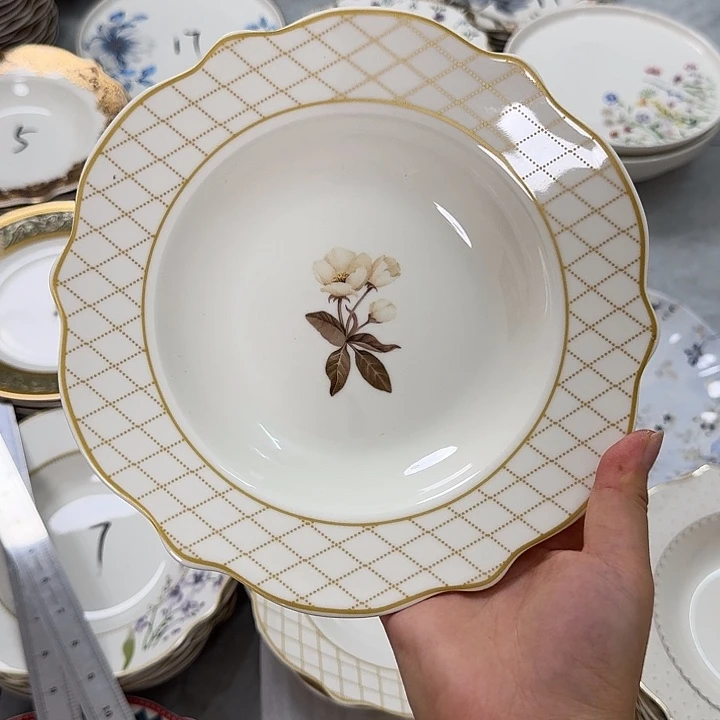 8.3英寸卡其色格子草帽盘两个