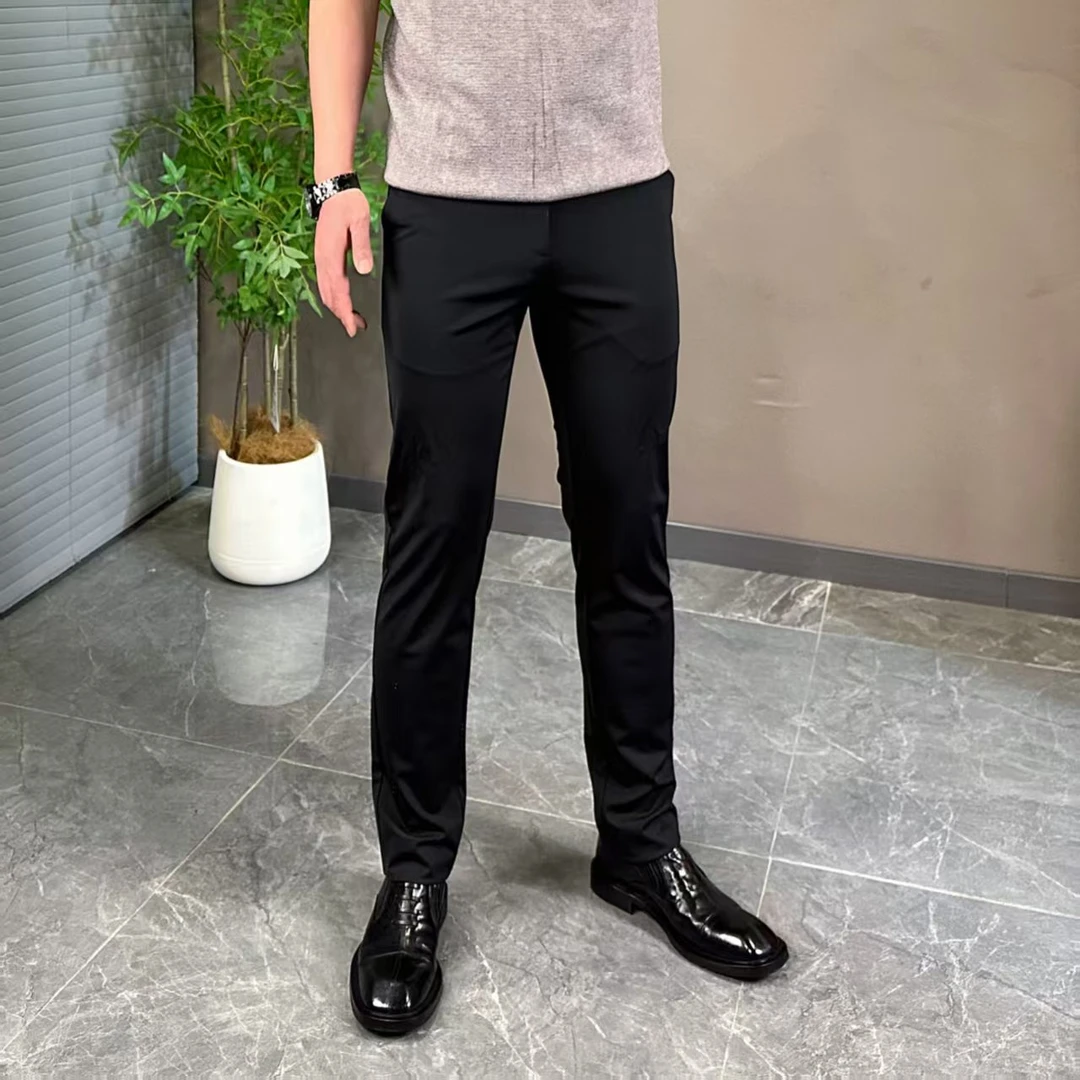 男士夏季高档新款轻奢商务休闲裤弹力修身凉感百搭休闲小直筒西裤