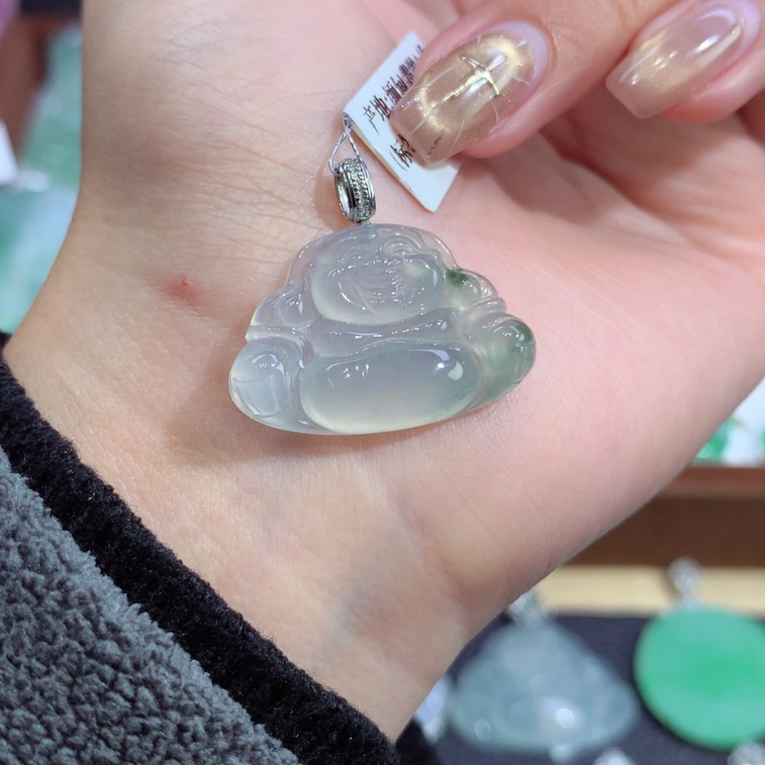 吊坠(不含链)18K金镶嵌翡翠