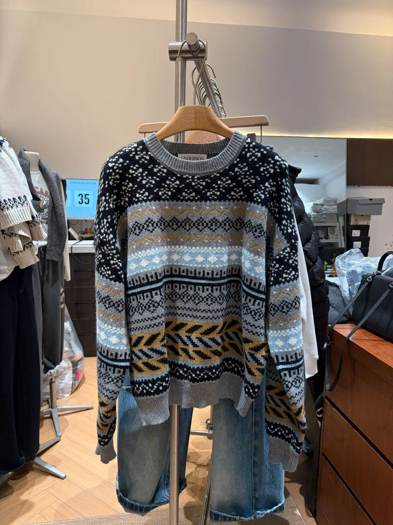 老花复古毛衣宽松常规款