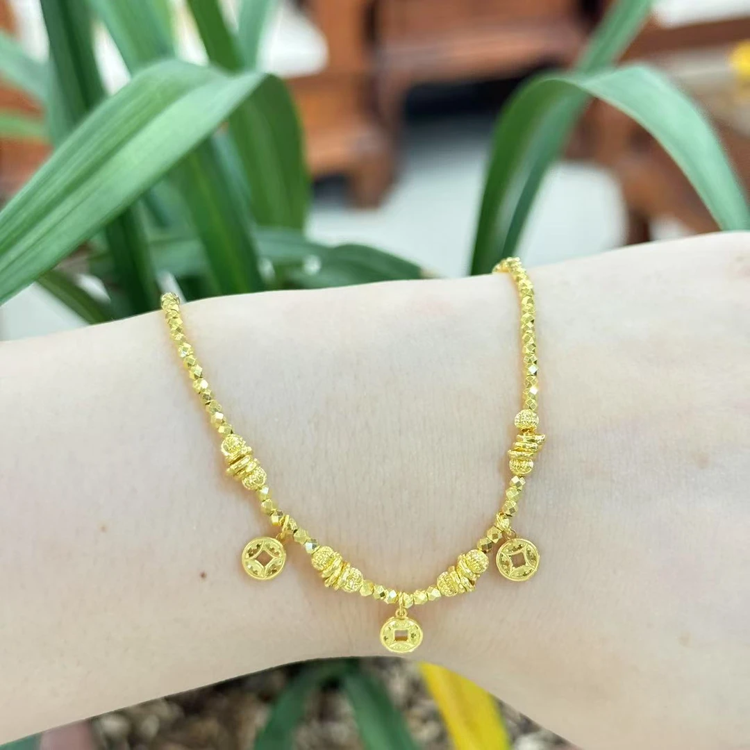 X【钱币滴溜手链】足金999精工5