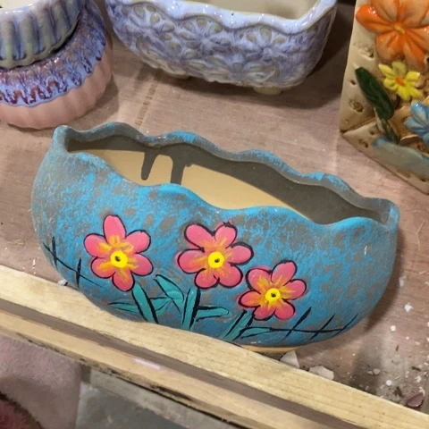 陶瓷椭圆蓝色小花1112222