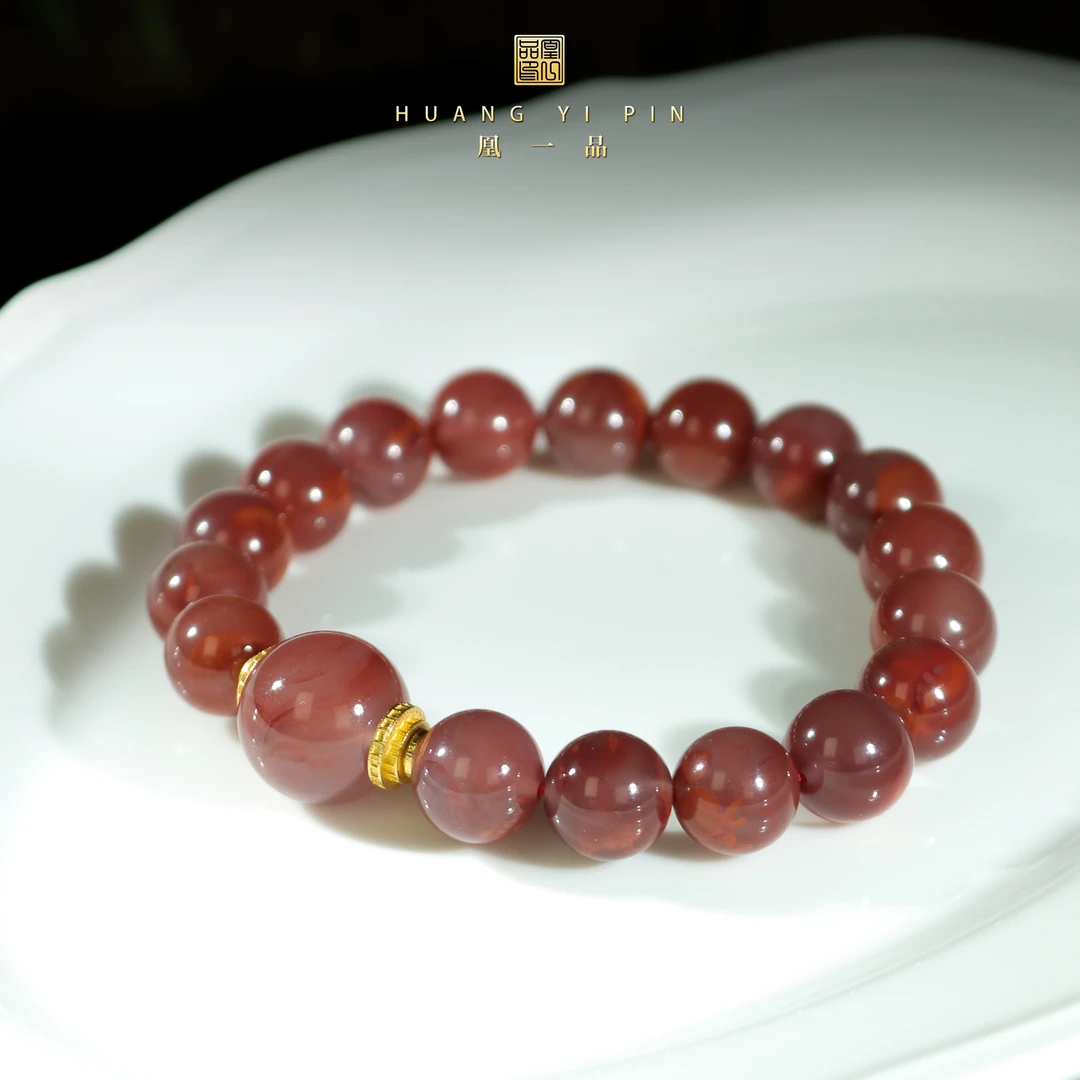【凰一品】 川料妖红冰红18k金手串