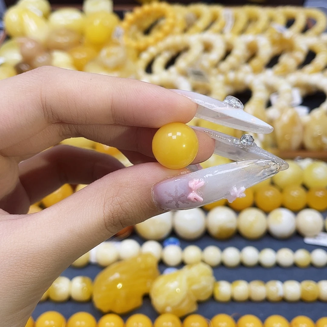 未镶嵌蜜蜡裸石13.8mm福利圆珠