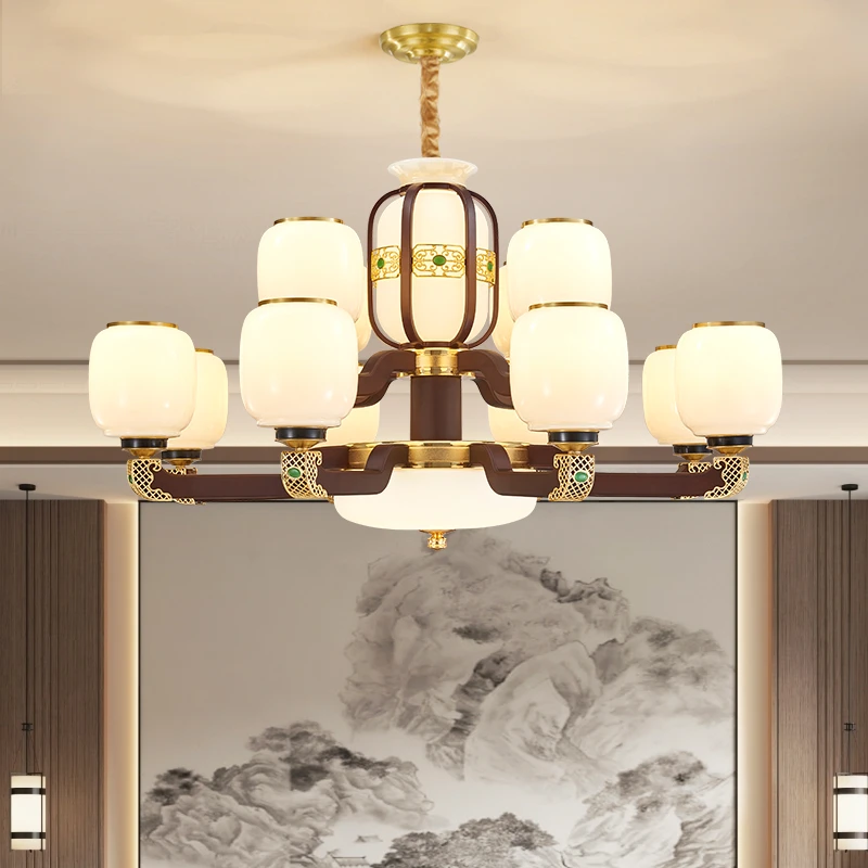 新中式吊灯客厅吊灯别墅大厅餐厅灯卧室灯茶室吊灯新款中山灯具