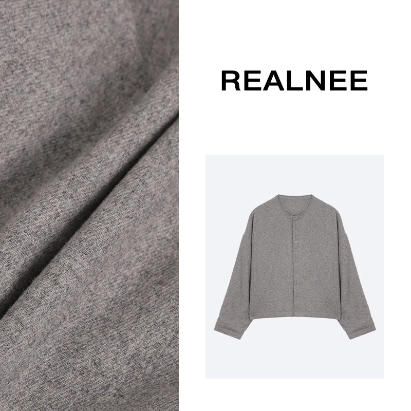 REALNEE【西栅老街】超细美丽诺羊毛极简外套复古通勤舒适主义03909
