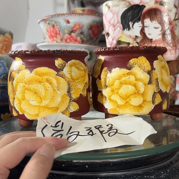 景德镇手绘花盆 满38包邮