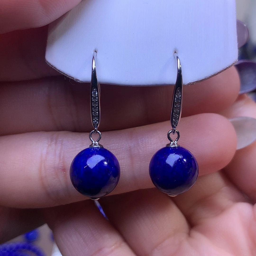 柳****青金石银S925镶嵌耳饰10.6m