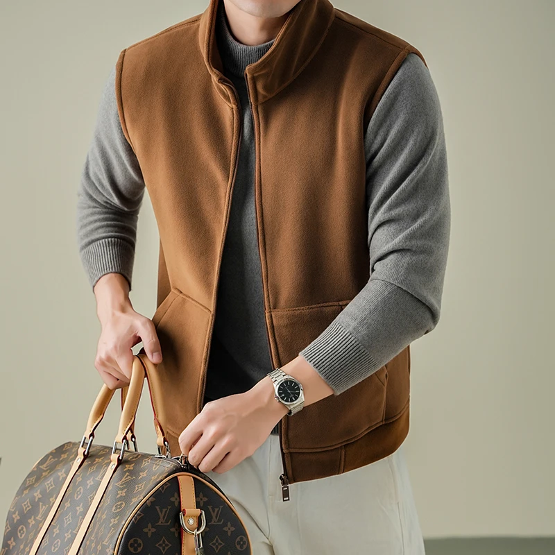 【阿吉雅男装马甲馆】 男士拉链纯色秋冬立领背心宽松双面不起球