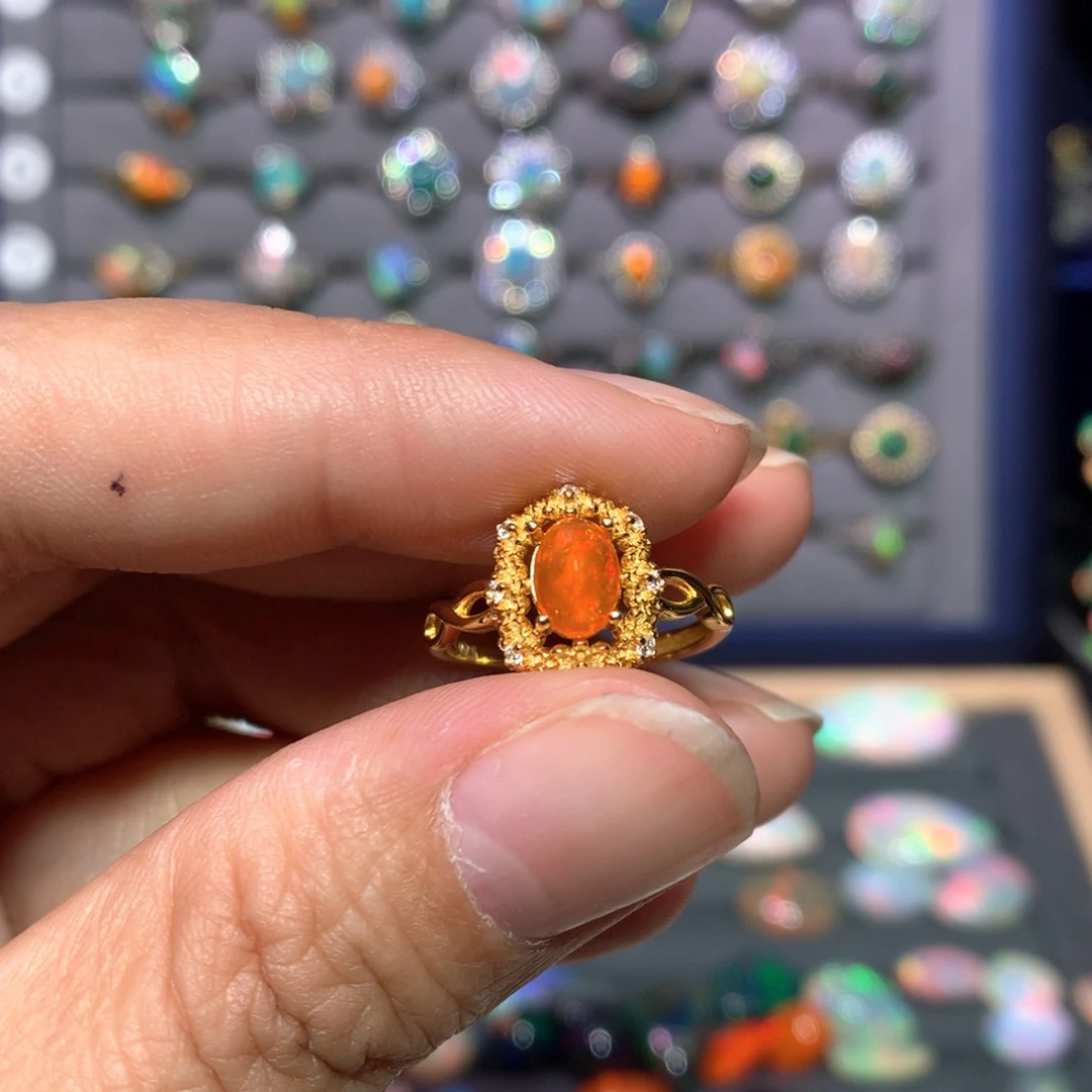 欧泊戒指款式银S925镶嵌