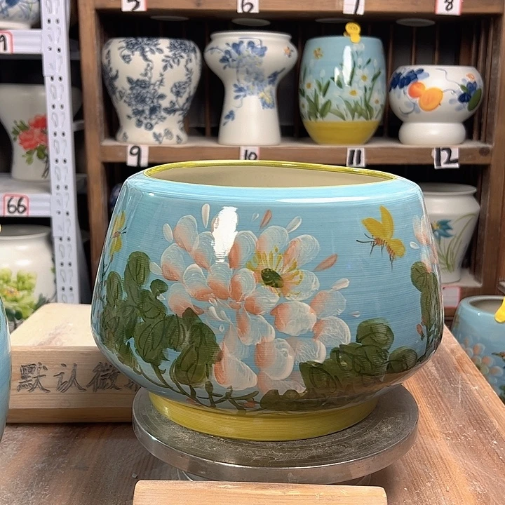 陶高18口23油画牡丹陶瓷