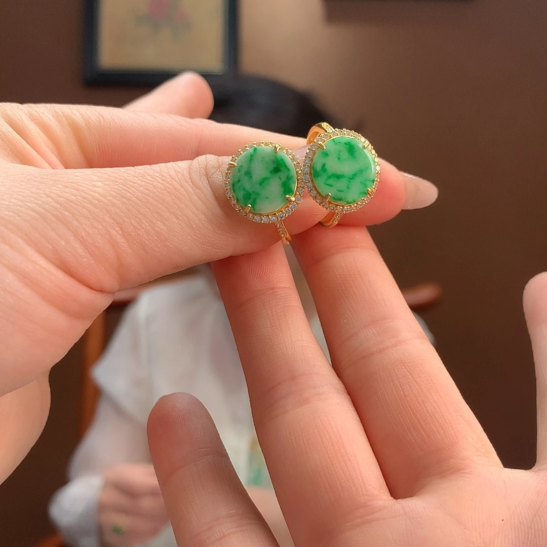 翡翠戒指银S925镶嵌戒指多样性发1