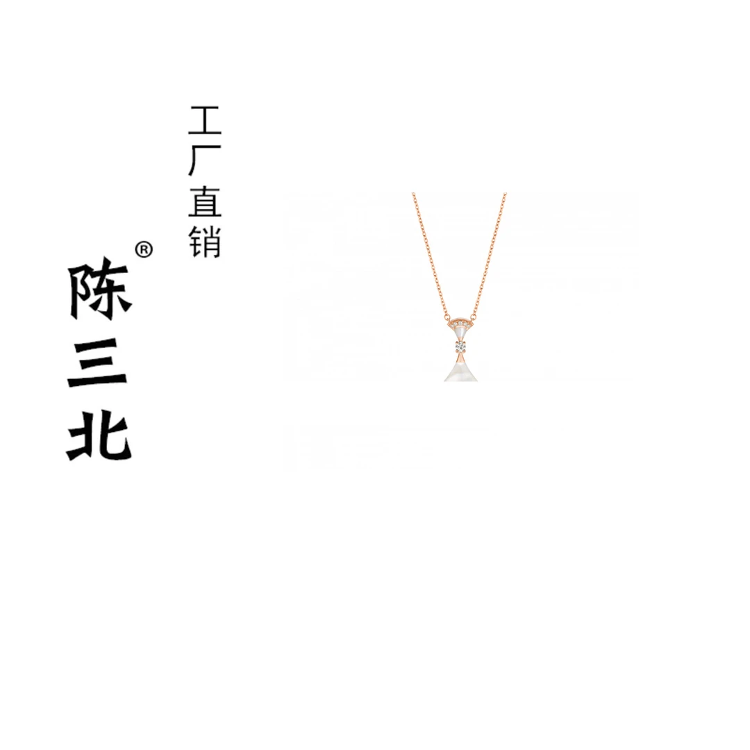 链子925银 陈三北 228 高级定制大号镶钻白裙子项链