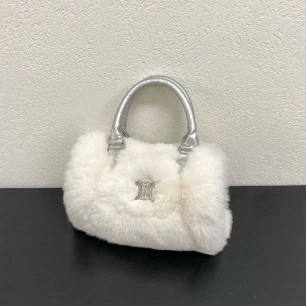 95新 Celine/思琳 毛毛拼皮手提包底长19 118743