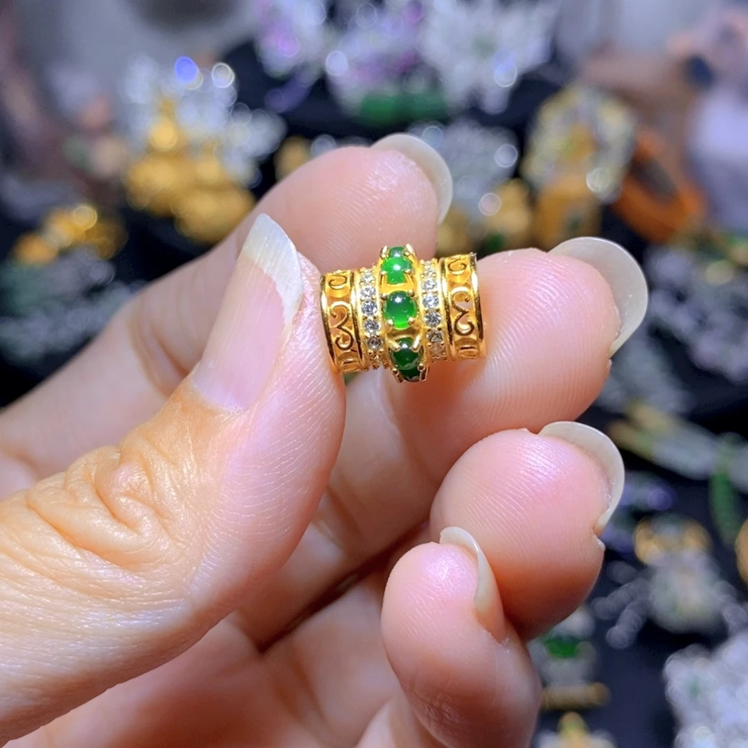 翡翠银S925镶嵌耳饰天然翡翠