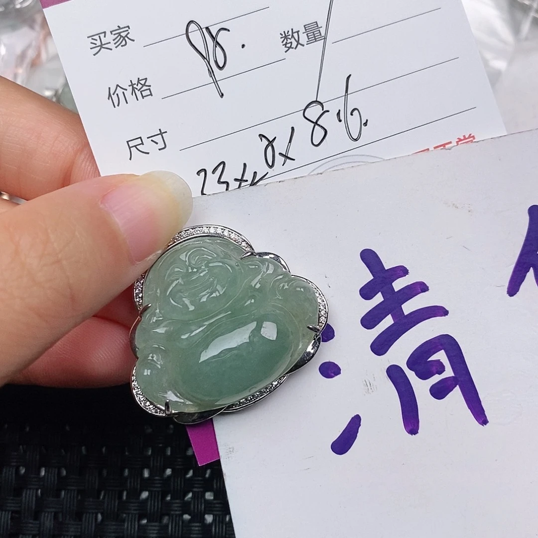 颈饰银S925镶嵌翡翠