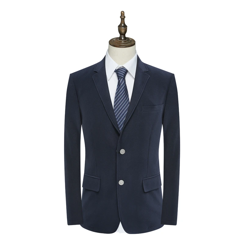 AB650歌男式春秋西服 两粒扣无开衩商务休闲西装 深蓝色弹力