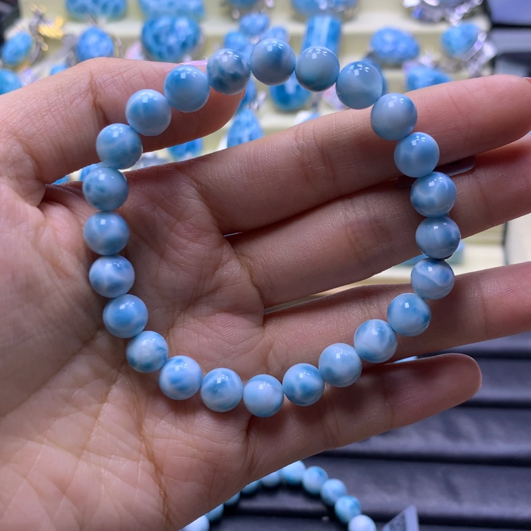 针钠钙石（海纹石）未镶嵌手串8+手串色差略异