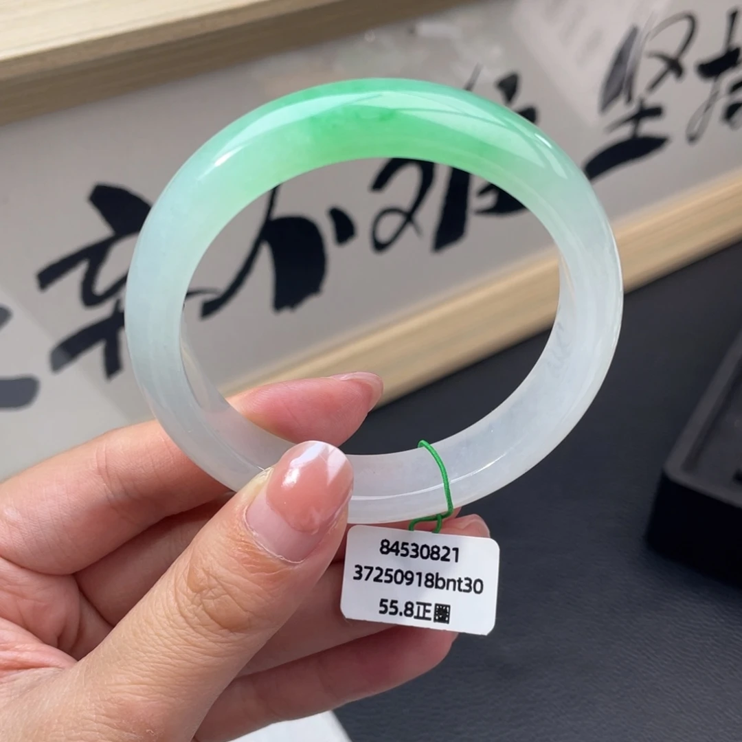 翡翠未镶嵌颈饰正圈55.8冰胶甜绿