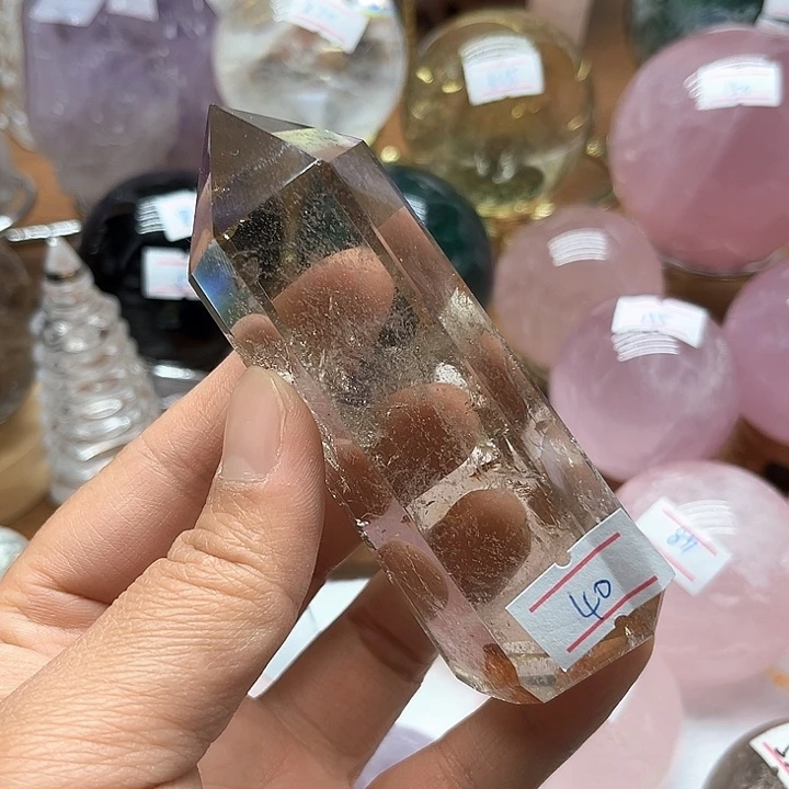 156克茶水晶柱未镶嵌水晶