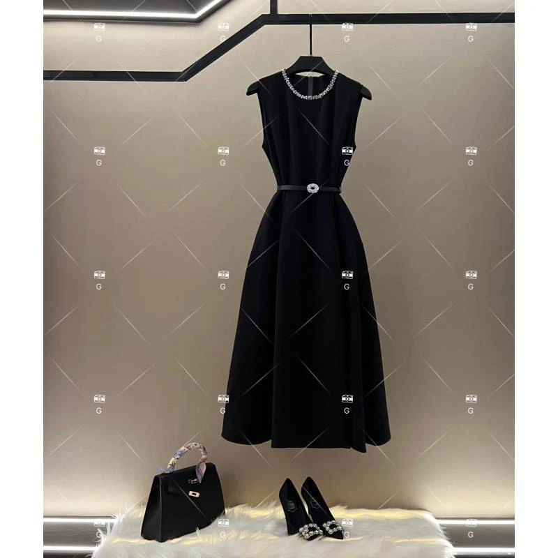 【贞】夏季新款复古时尚百搭印花无袖连衣裙 H-965