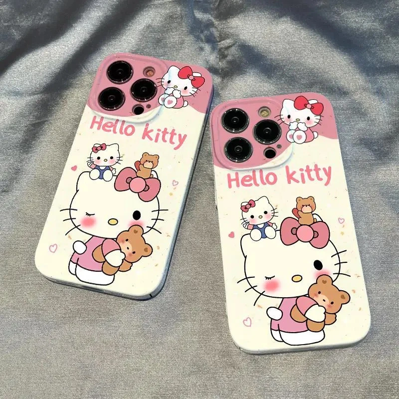 可爱kt猫适用iPhone14菲林手机壳华为小米15vivo荣耀oppo硬壳冰感