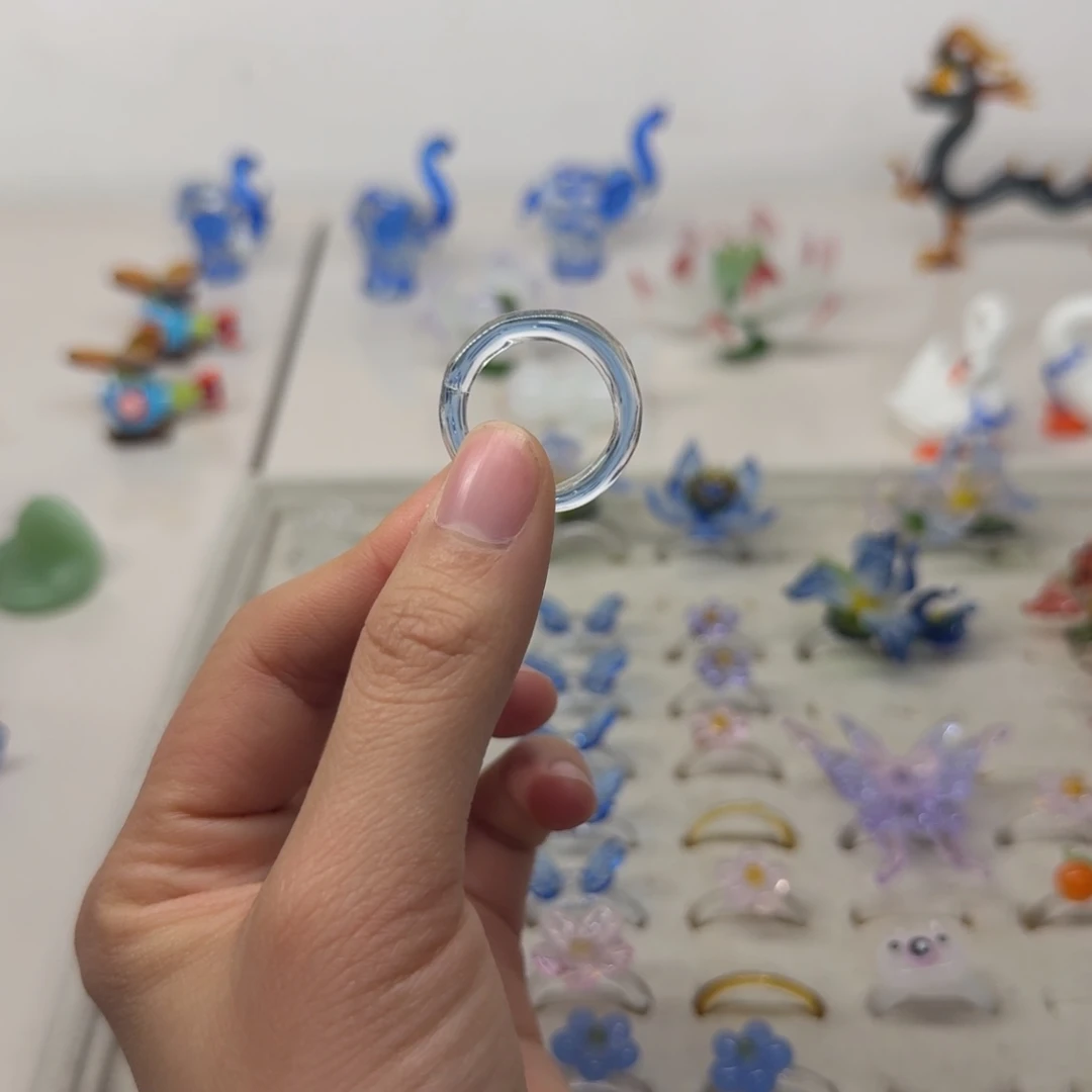 手工艺品琉璃蓝色素圈