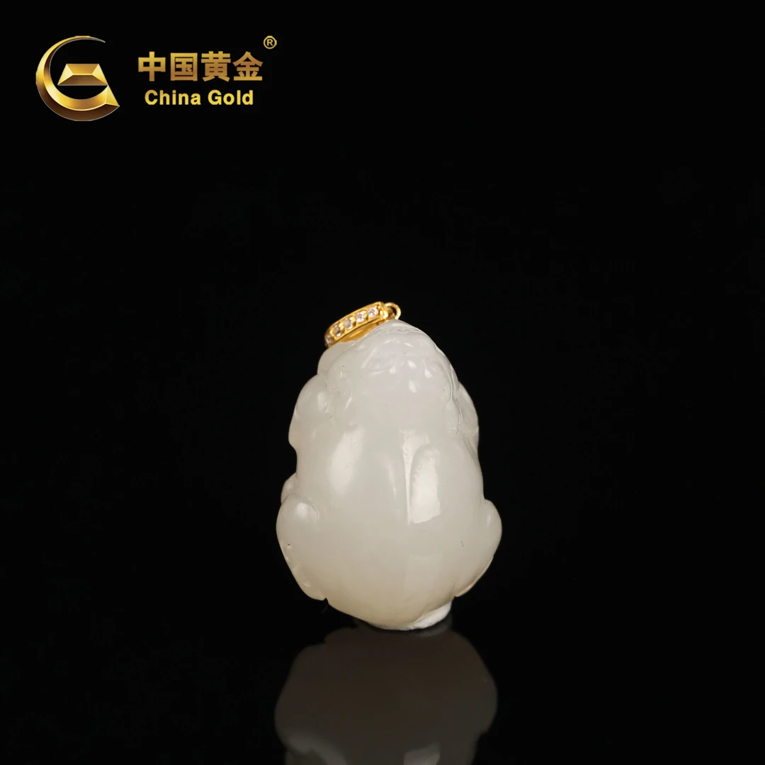 【中国黄金】和田玉*吊坠*18k金镶嵌-D9157-格