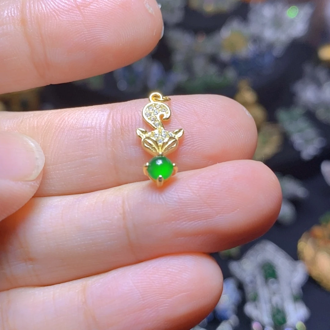 翡翠银S925镶嵌套链天然