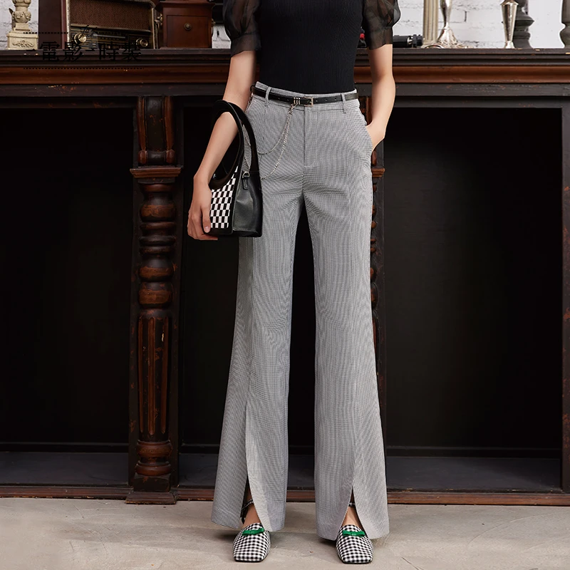 【芊芊专属】一电影一时装百搭千鸟格开叉垂感喇叭FCCK123564