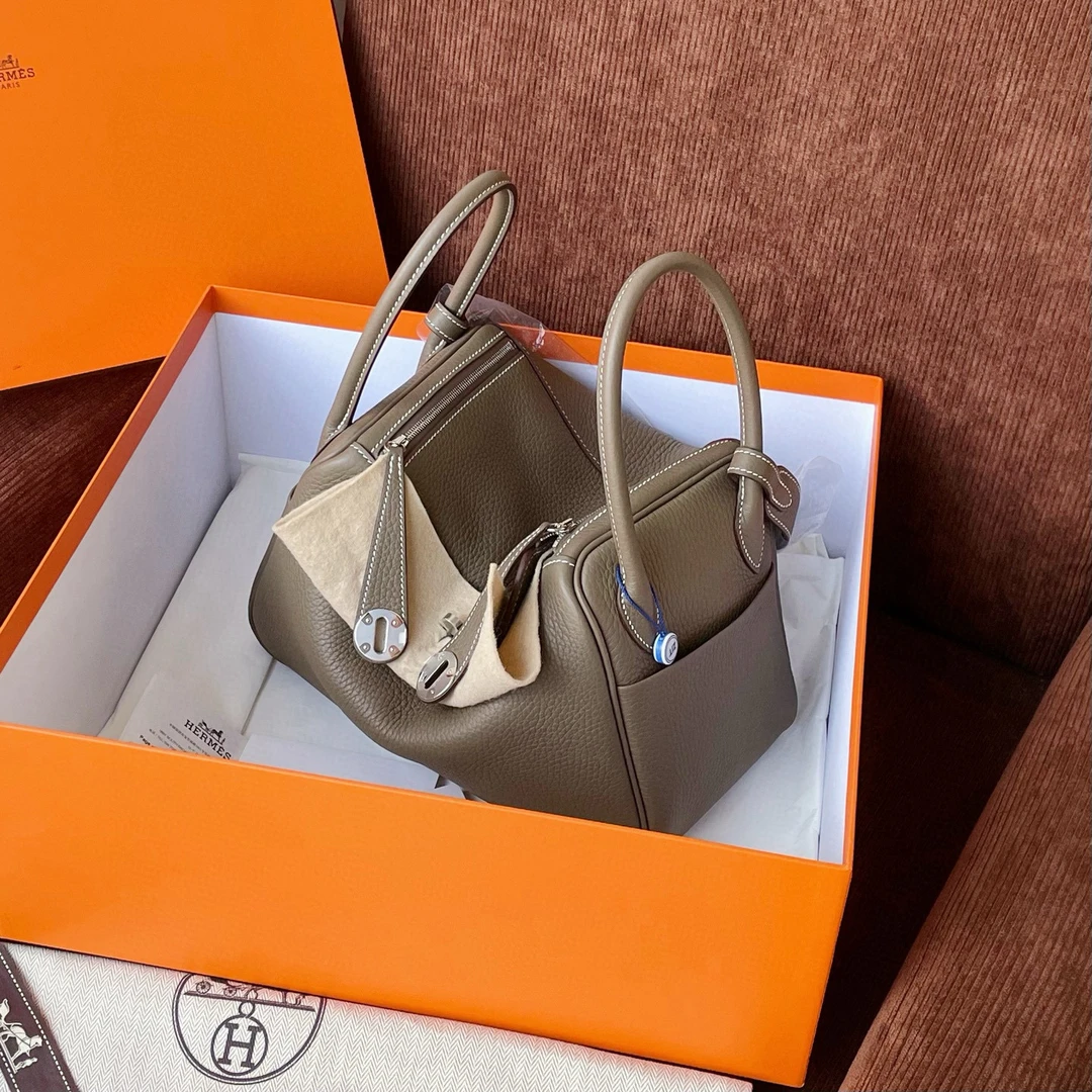 未使用 Hermes/爱马仕 lindy26大象灰银扣全新全套K刻 JM7-3940