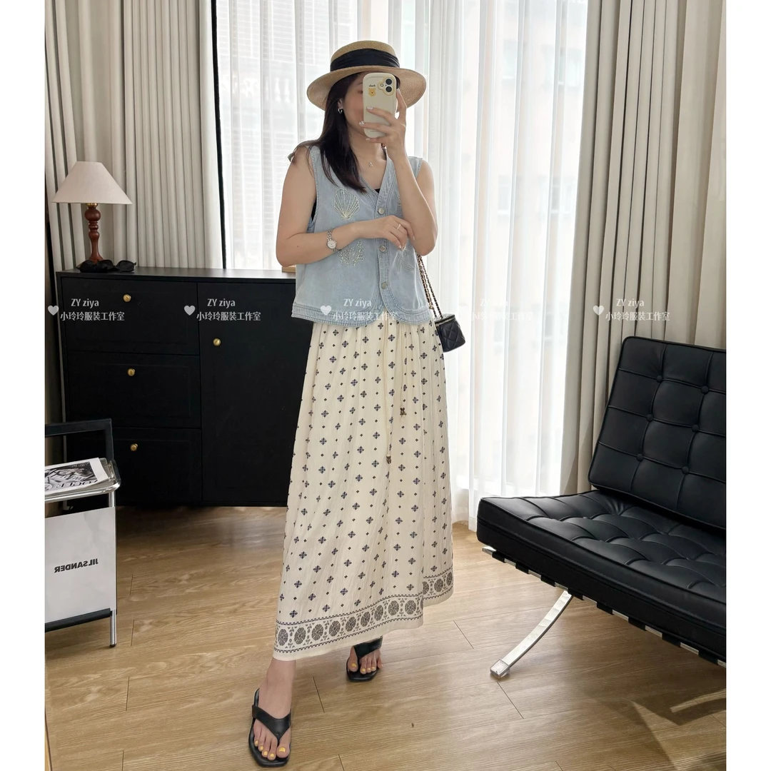 韩国原单天空蓝牛仔马甲622➕原创气质显瘦半身裙5258