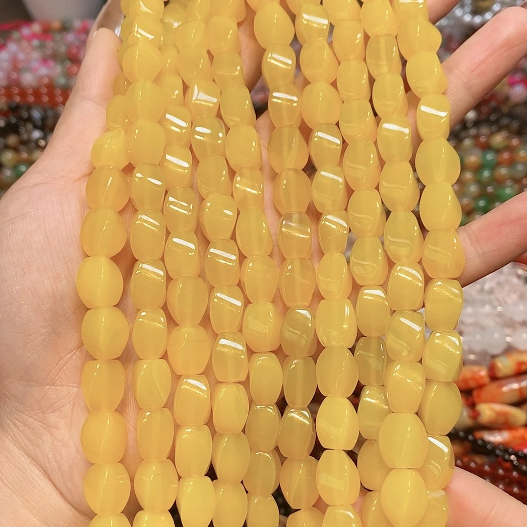 玛瑙/玉髓散珠天然黄玛瑙扭珠一条8✖️12mm