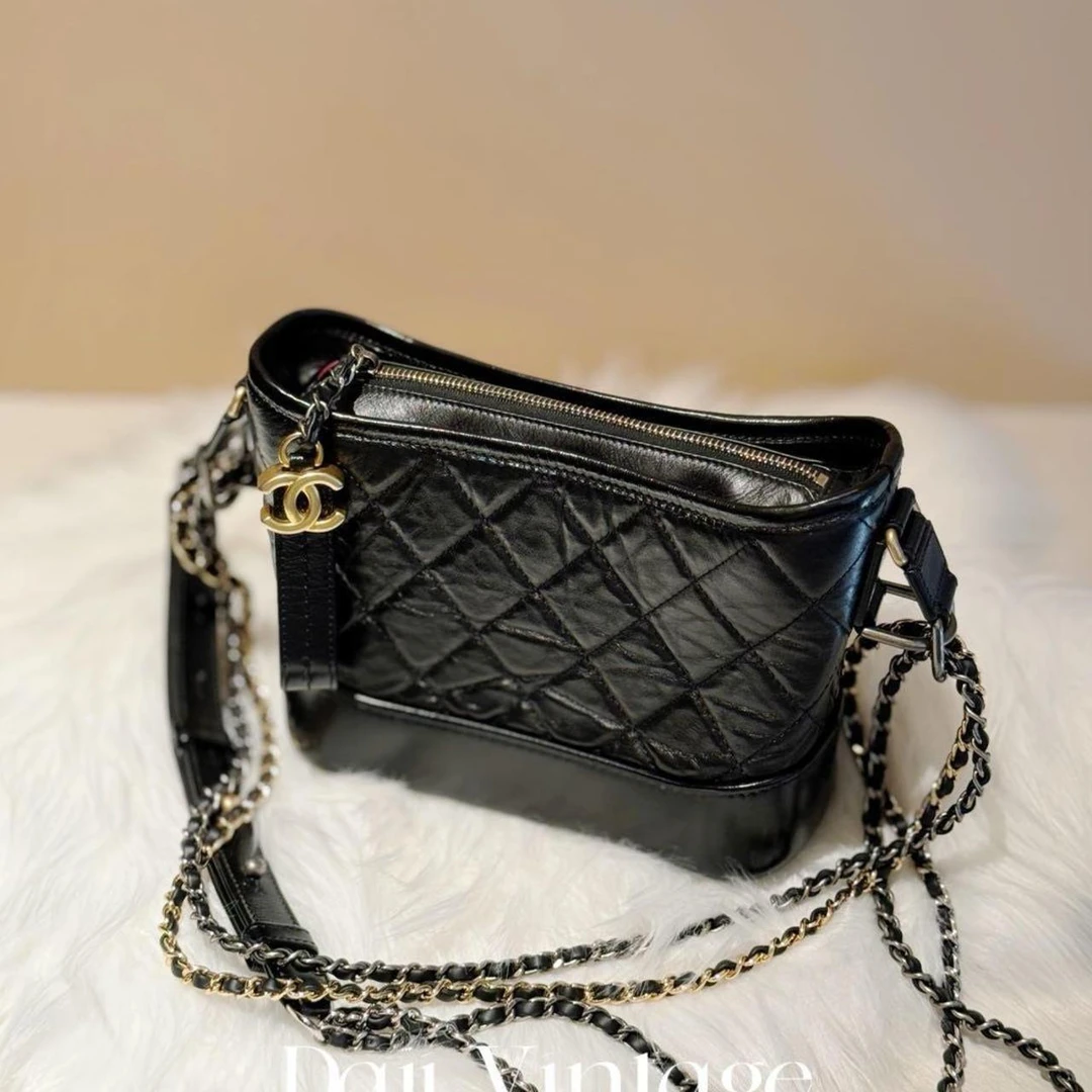 99新 Chanel/香奈儿 大吉中古/Chanel香奈儿黑金流浪小号斜挎包
