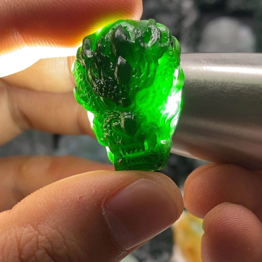 定制翡翠未镶嵌天然翡翠A货龙头