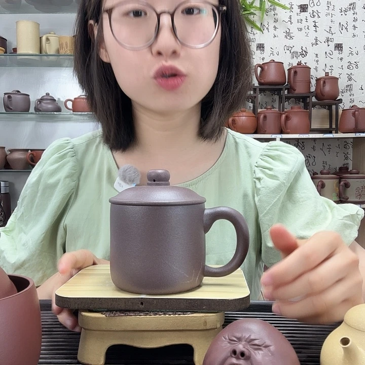 茶杯紫砂原矿鲨皮青小墩墩办公杯没礼盒微瑕不退换380CC