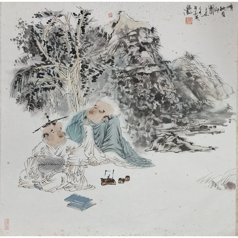 F05  当代《清秋看山图》张涛  68x68  纸本镜片
