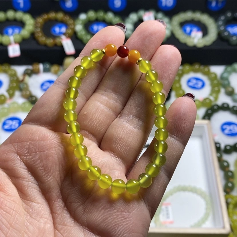 【闪购商品】蛇纹石玉手链未镶嵌小**?卡6