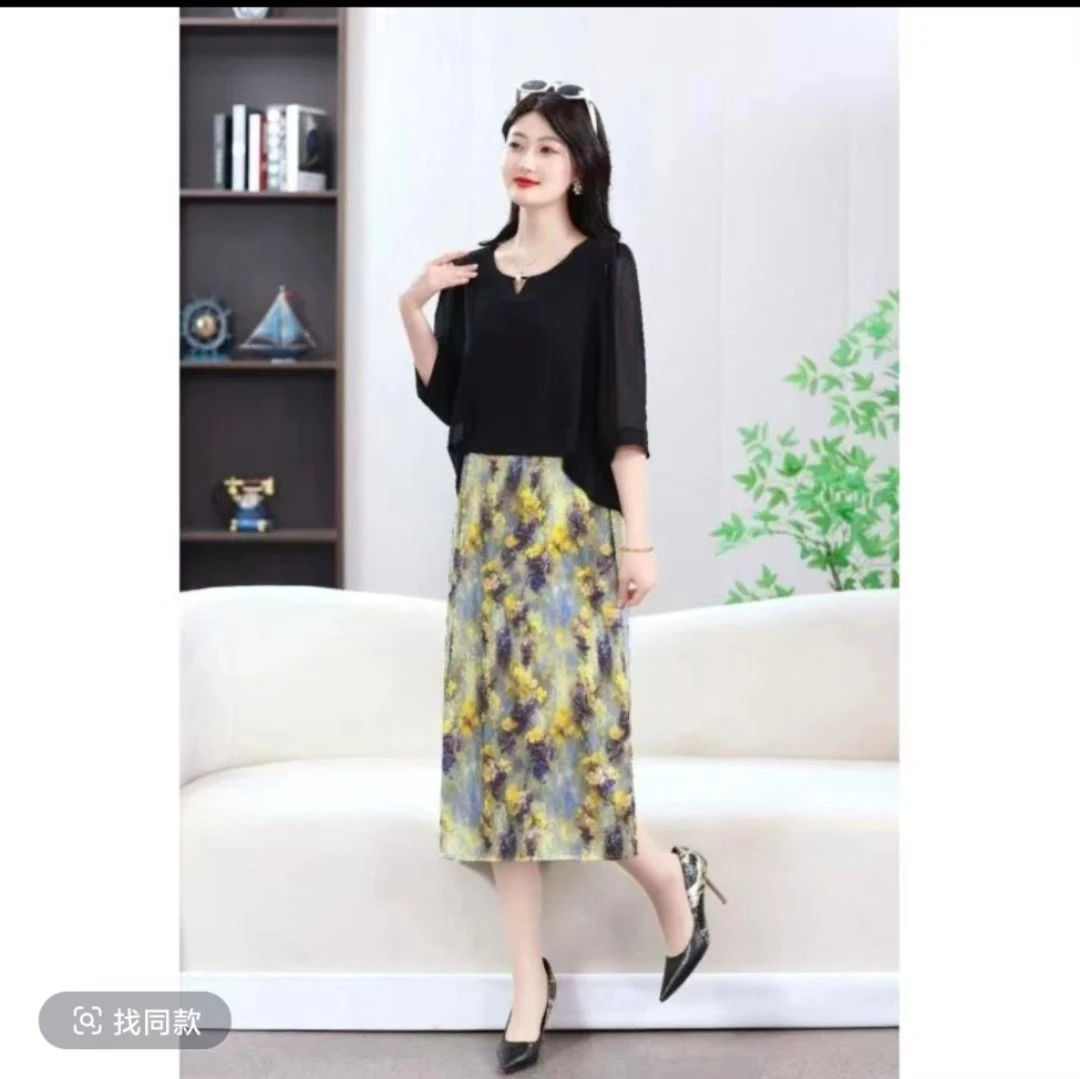 21显瘦气质时尚减龄假两件连衣裙