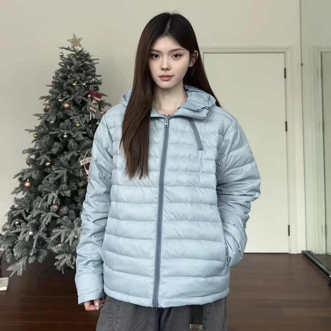 AHCN志存高远 美式排骨纹连帽羽绒服百搭男女冬季加绒外套潮8969