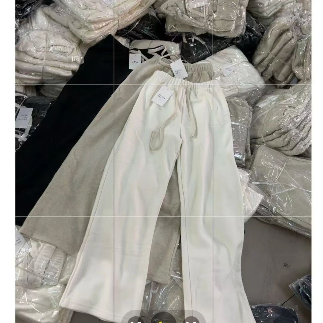 【三懿服饰】冬季新款加绒软耨米裤高腰显瘦垂感休闲阔腿裤-5556